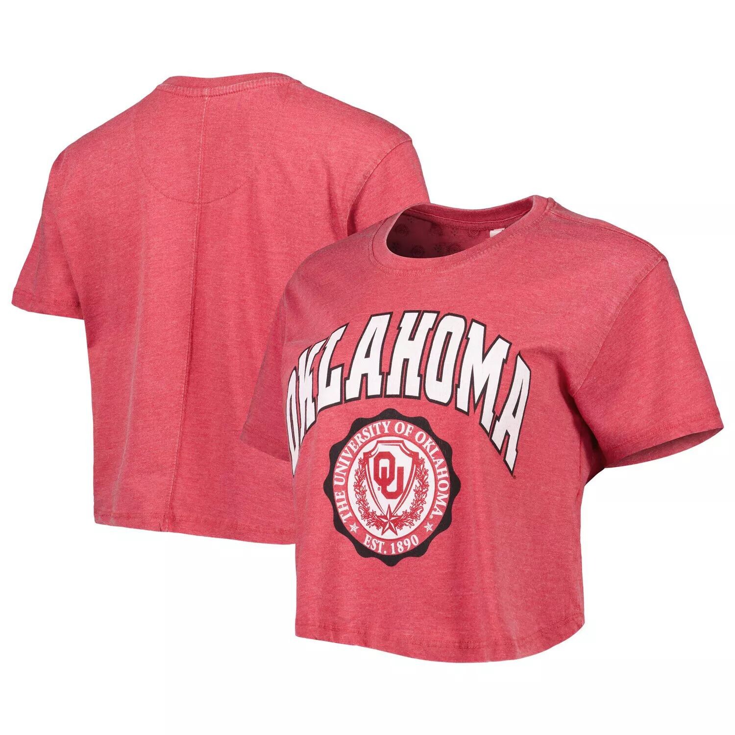 

Женская укороченная футболка Pressbox Crimson Oklahomaooners Edith Vintage Burnout