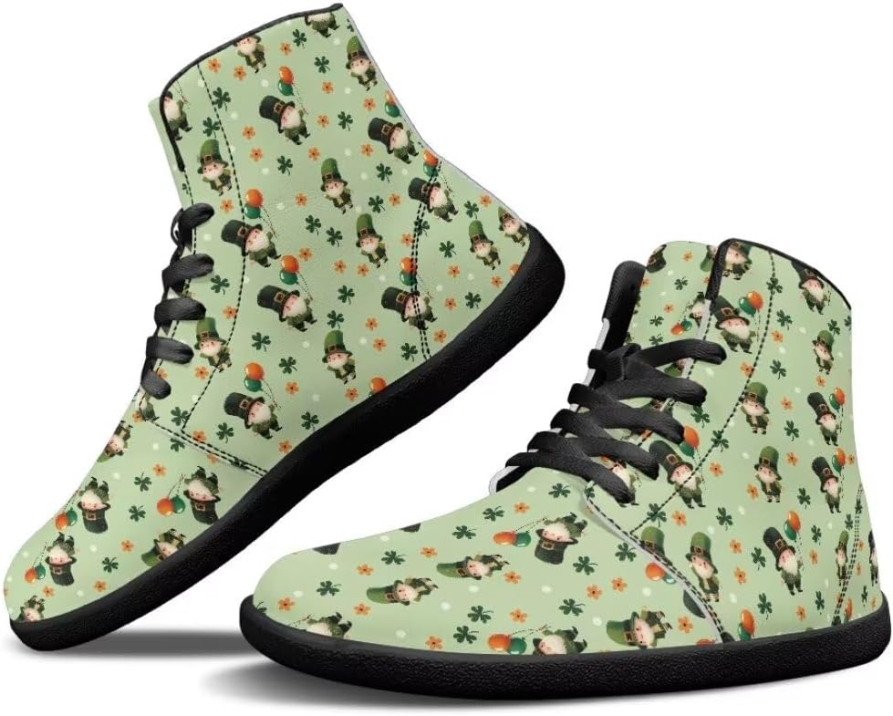 

Мужские кроссовки St. Patrick's Day с босоножками, легкие, с широкой носковой частью, противоскользящие, высокие, с подошвой Zero Drop Getelinseng, St. Patrick's Day Leaves Gnome