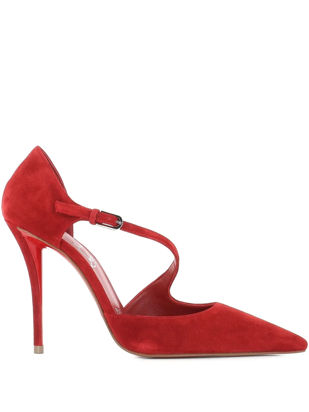 Туфли-лодочки Miss Ziggyta из замши на каблуке 100 мм Christian Louboutin, красный
