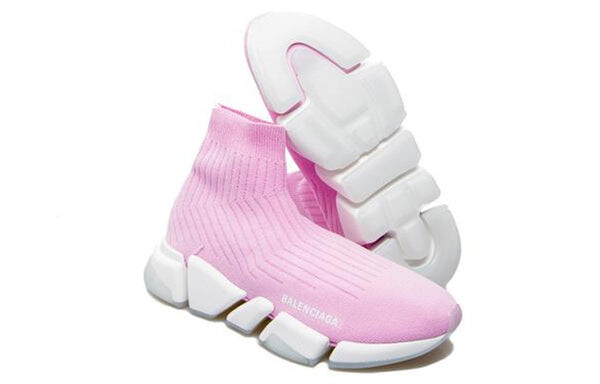 Кроссовки speed 2.0 trainers 'rib-knit pale pink' Balenciaga, розовый — фото 3