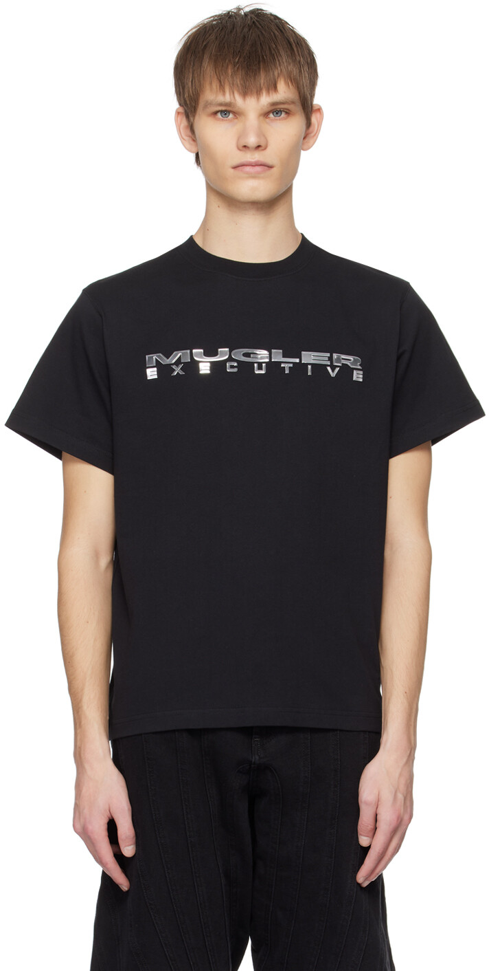 

Черная футболка с аппликацией Mugler