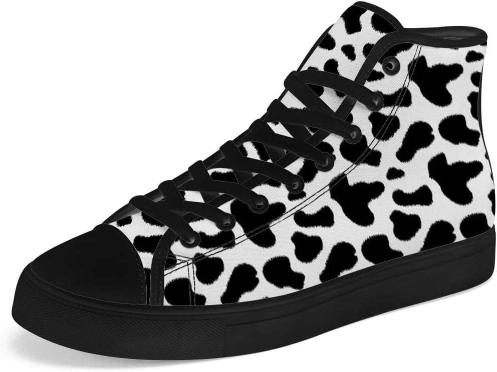 

Кеды на высокой подошве chebing с принтом коровы для женщин и мужчин, высокие кроссовки на шнуровке, повседневная обувь, подарки для мужчин и женщин, черный