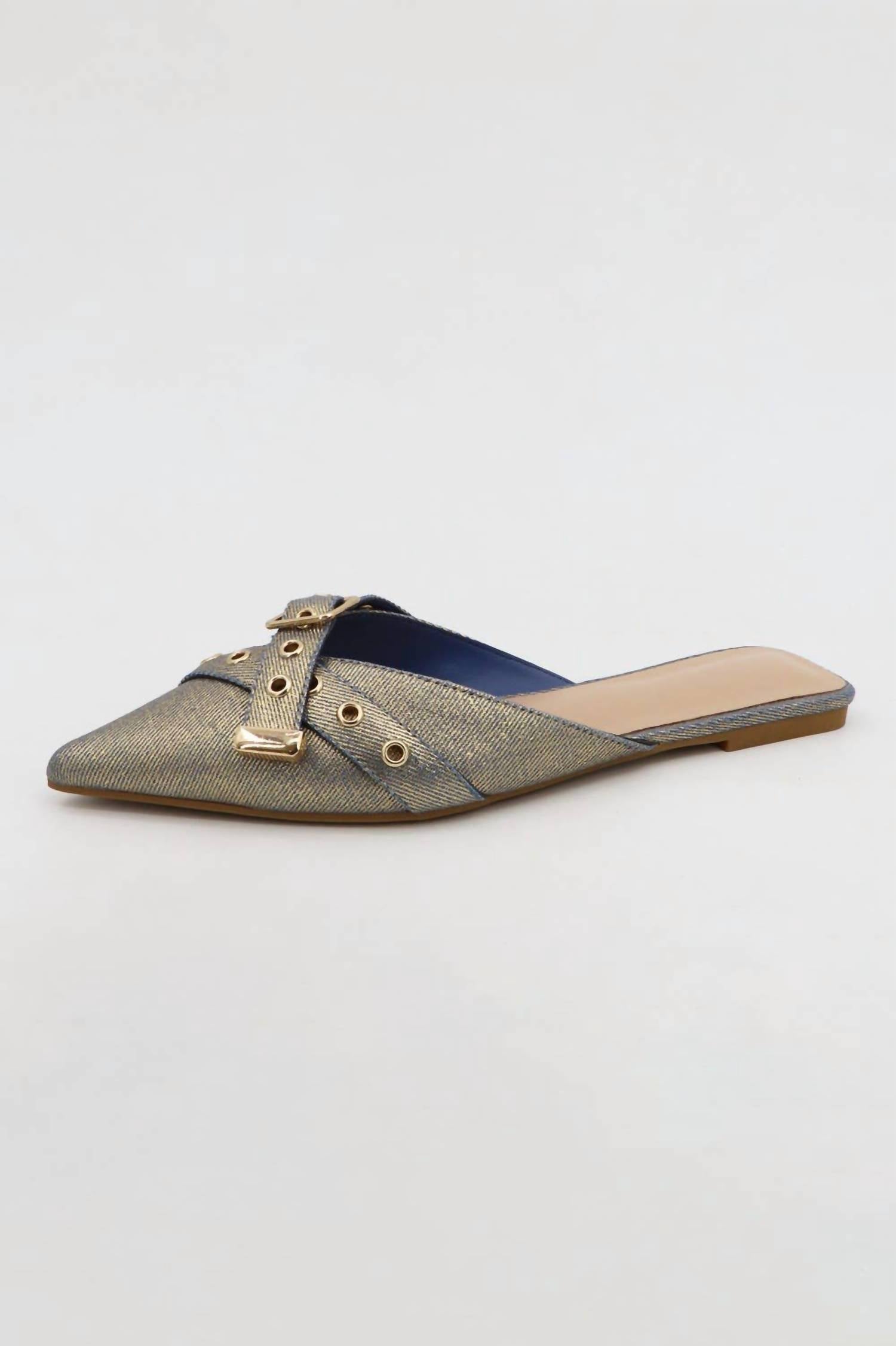 Подиумные мюли из золотистого денима Bamboo, цвет golden denim