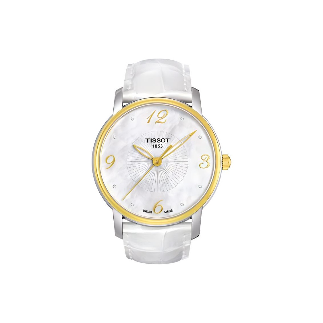 

TISSOT Часы T LADY Series Quartz Movement Women's Watch 38mm White Dial Stainless Steel Gold Plated Watch Case Cowhide Strap, White