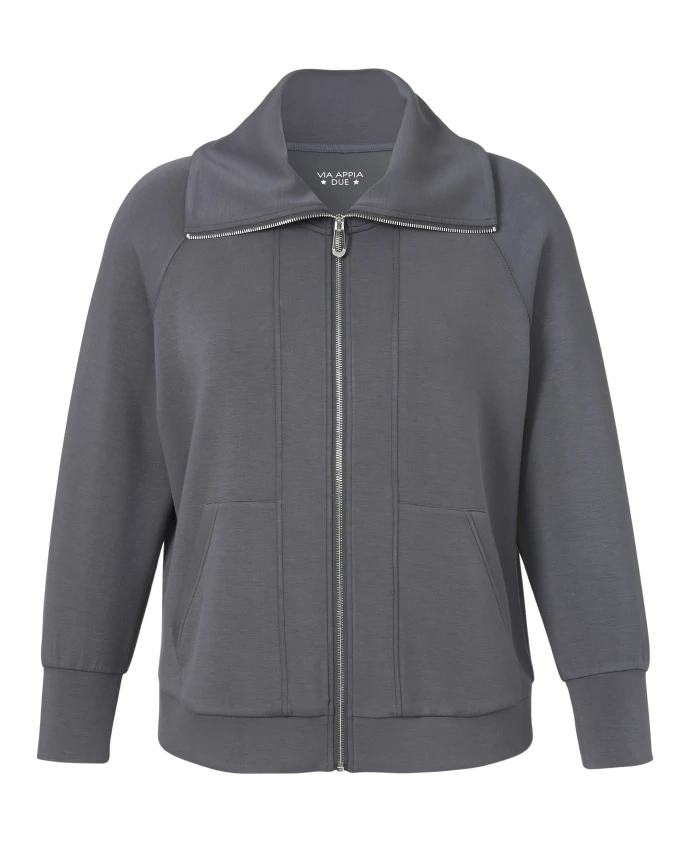 

Куртка с воротником, длинными рукавами, застежкой-молнией и рукавами реглан. Via Appia Due, серый