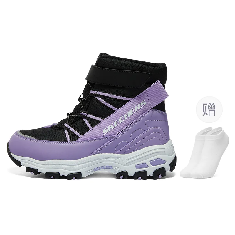 Skechers Детские высокие кроссовки для девочек с противоскользящей подошвой, амортизацией, износостойкие и дышащие, лавандовые