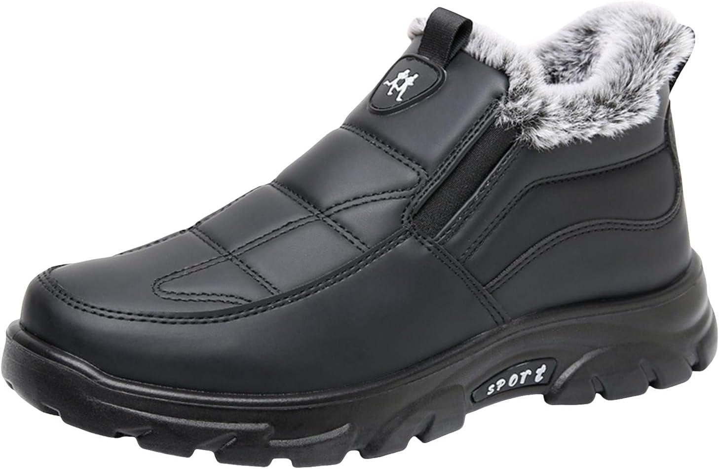 

Мужские зимние ботинки IWIHMIV, теплые ботильоны, кроссовки, удобные повседневные, с противоскользящей подошвой, хлопковые ботильоны, черный