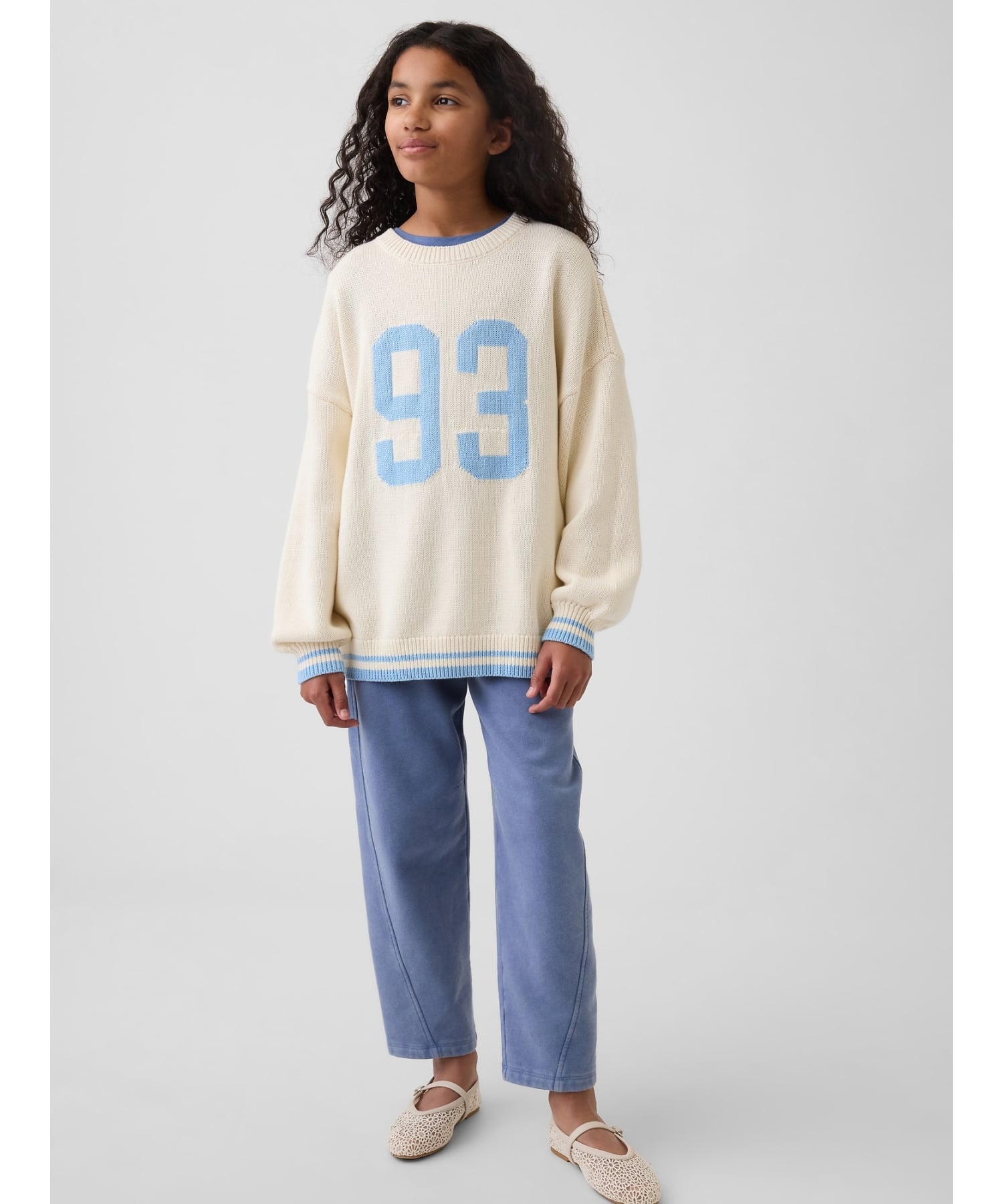 (K) Свободный свитер-туника (детский) GAP, ORGANIC_WHITE — фото 2