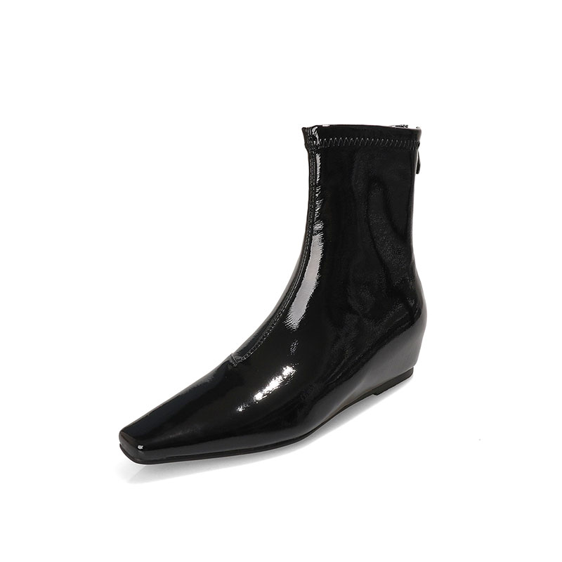 Ботильоны женские на среднем каблуке Echo&yolo, Black Unlined