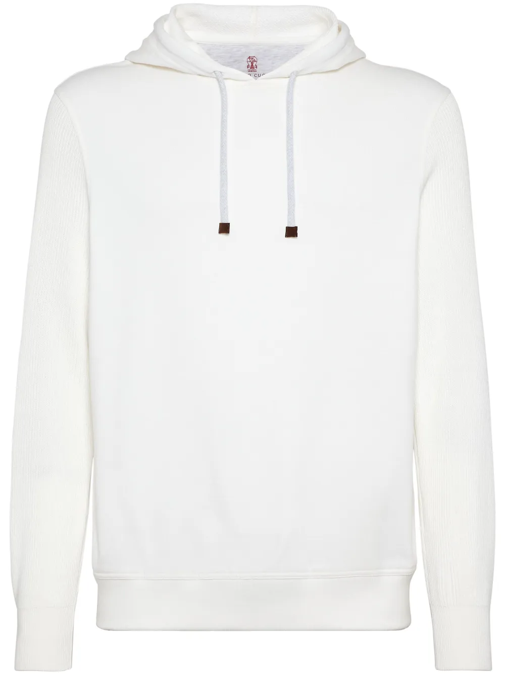 

Худи с рукавами в рубчик Brunello Cucinelli, белый