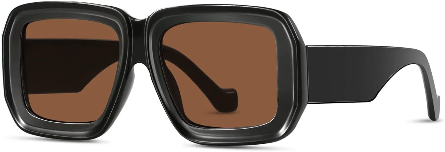 

Винтажные солнцезащитные очки YDAOWKN большого размера для женщин и мужчин, ретро квадратной формы, роскошные, с защитой от УФ-излучения UV400, A Black/Brown