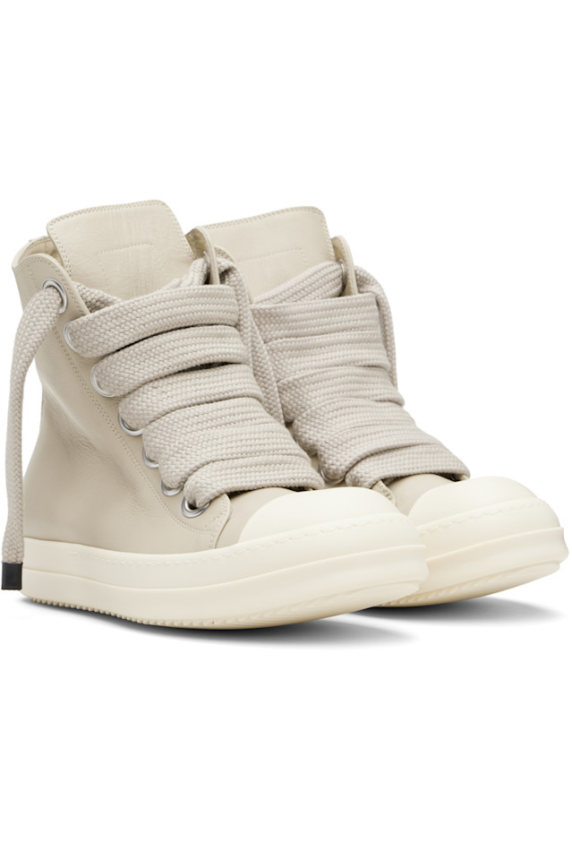 Rick Owens Бежевые кроссовки с рюшами в форме храма — фото 4
