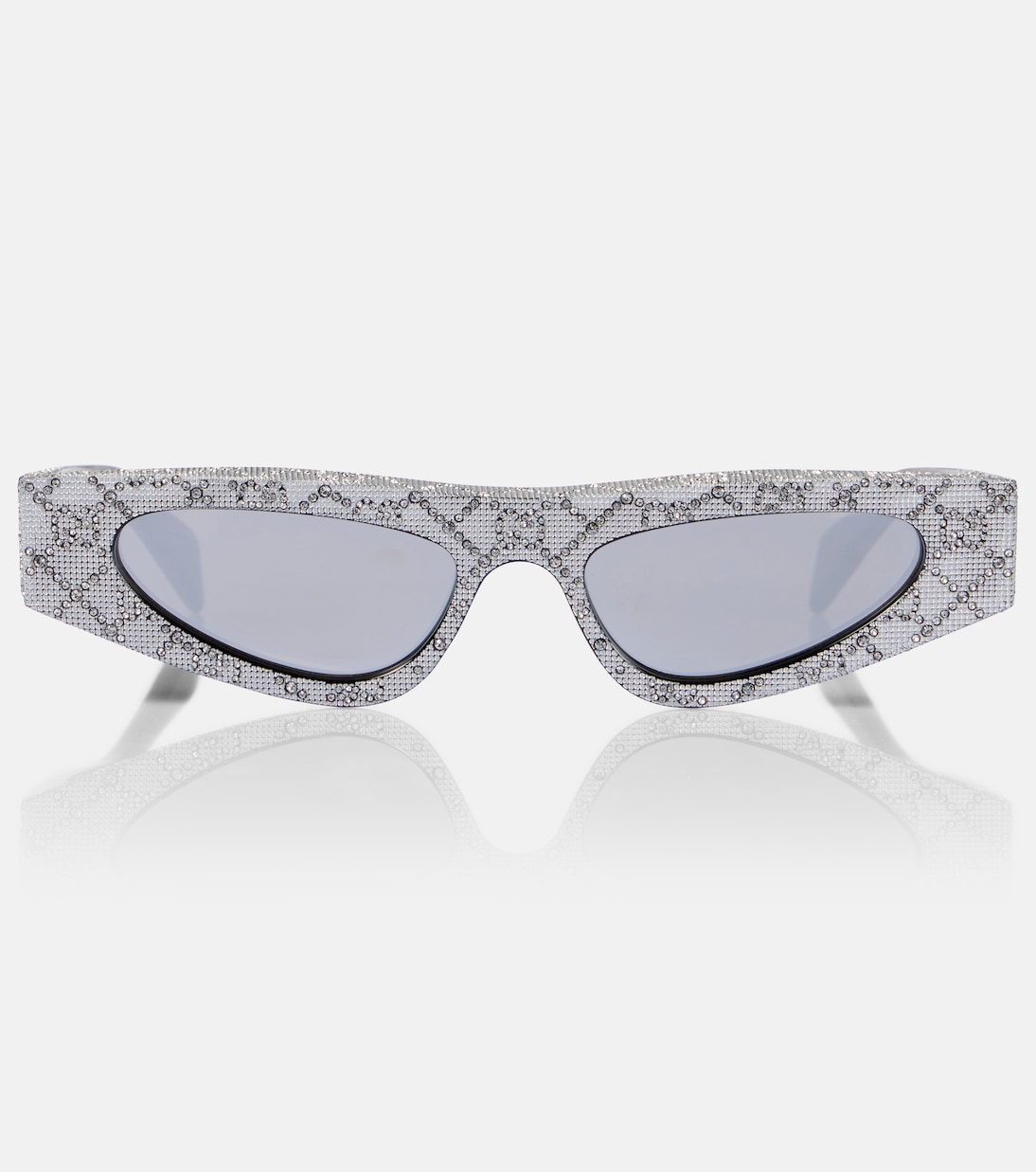 

Модные солнцезащитные очки GG с кошачьим глазом Gucci, Black-Black-Silver