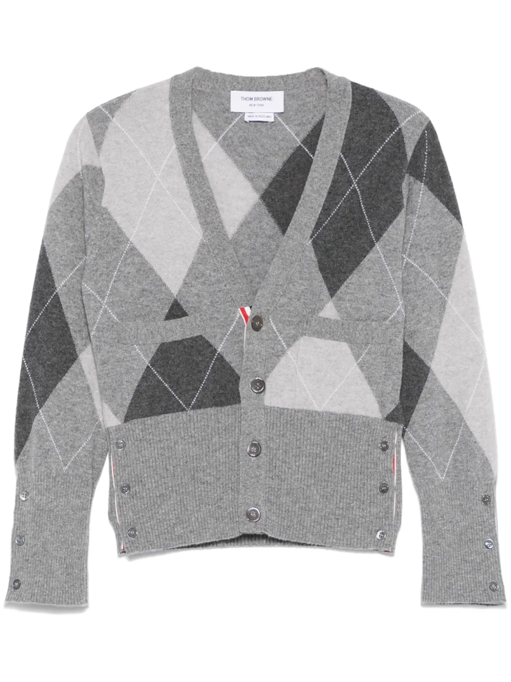 

Кашемировый кардиган с узором аргайл THOM BROWNE, серый