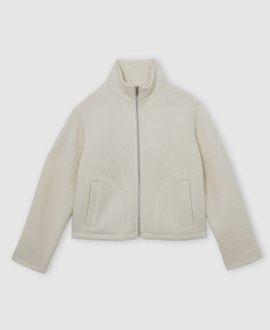 

Женская войлочная шерстяная куртка Darrion с воротником-стойкой REISS, Cream