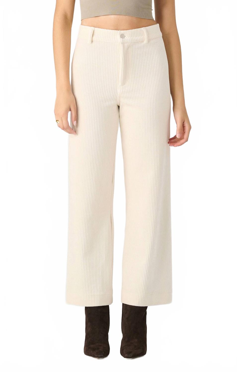 

Широкие укороченные брюки из вельвета в цвете экрю Dex, Ecru