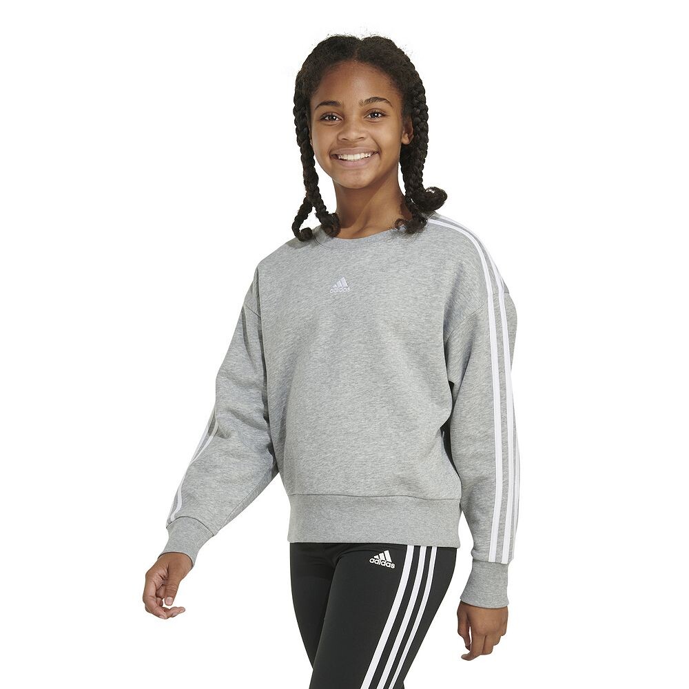 

Флисовый свитшот с круглым вырезом adidas Heather для девочек 7–16 лет Adidas, серый