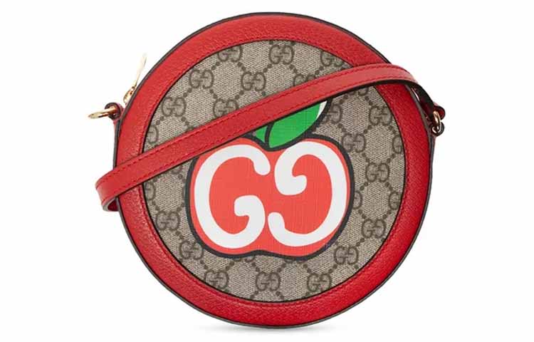 

GUCCI Валентиновская коллекция холщовая сумка через плечо с кожаными вставками женская эбони красная
