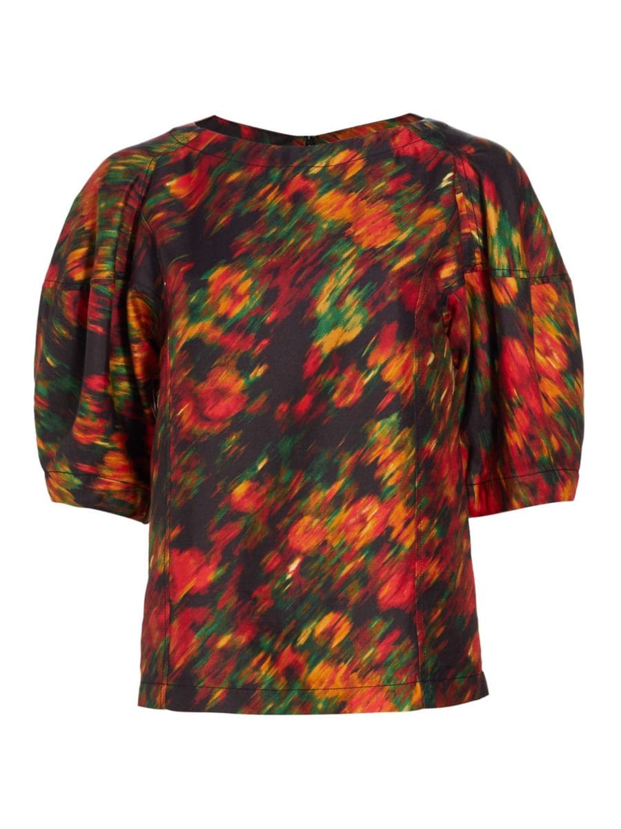 

Топ из смесового шелка Flowers In Motion 3.1 Phillip Lim, цвет Red Floral Multi