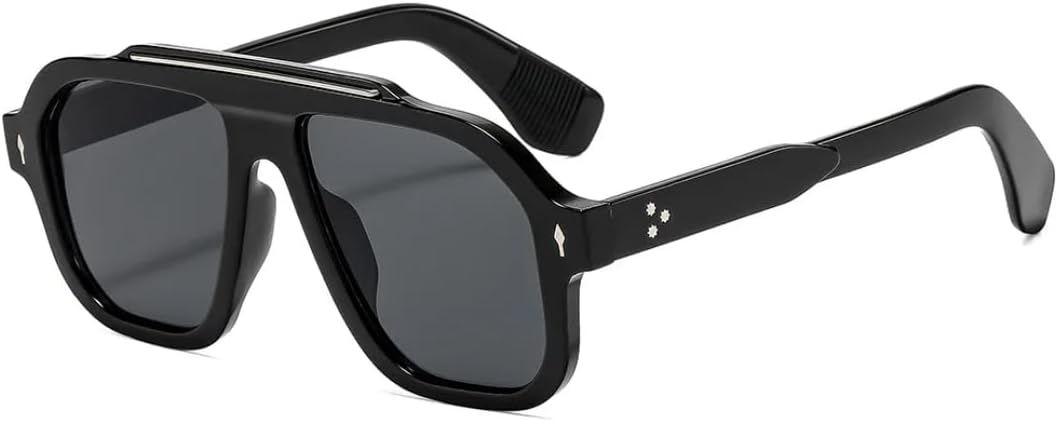 

Солнцезащитные очки для мужчин и женщин - защита UV400 - оправа с леопардовым принтом и заклепками, цветные линзы, для занятий спортом на открытом воздухе и вождения DSVIGF, Black