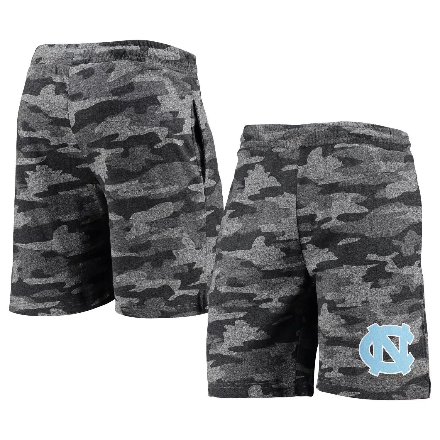 

Мужские спортивные темно-серые и темно-серые шорты North Carolina Tar Heels Camo Backup Terry Jam Lounge Shorts