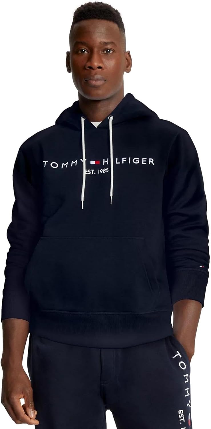 

Мужская культовая флисовая толстовка с вышитым логотипом Tommy Hilfiger, коллекция 2024, размер M, черный, Desert Sky Navy