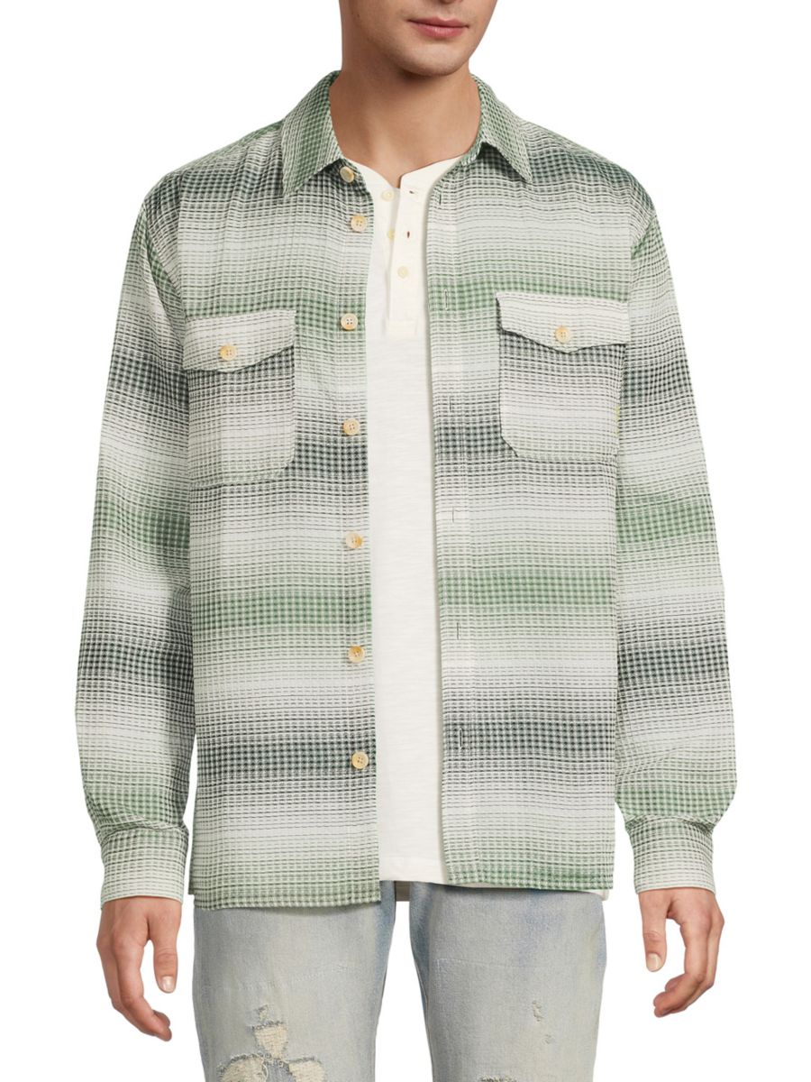 

Полосатая вафельная хлопковая рубашка Scotch & Soda, цвет Dark Green
