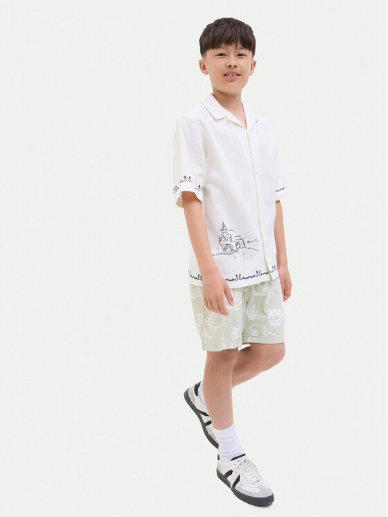 Шорты свободного кроя из ткани 12277599 Jack&Jones Junior, зеленый — фото 4