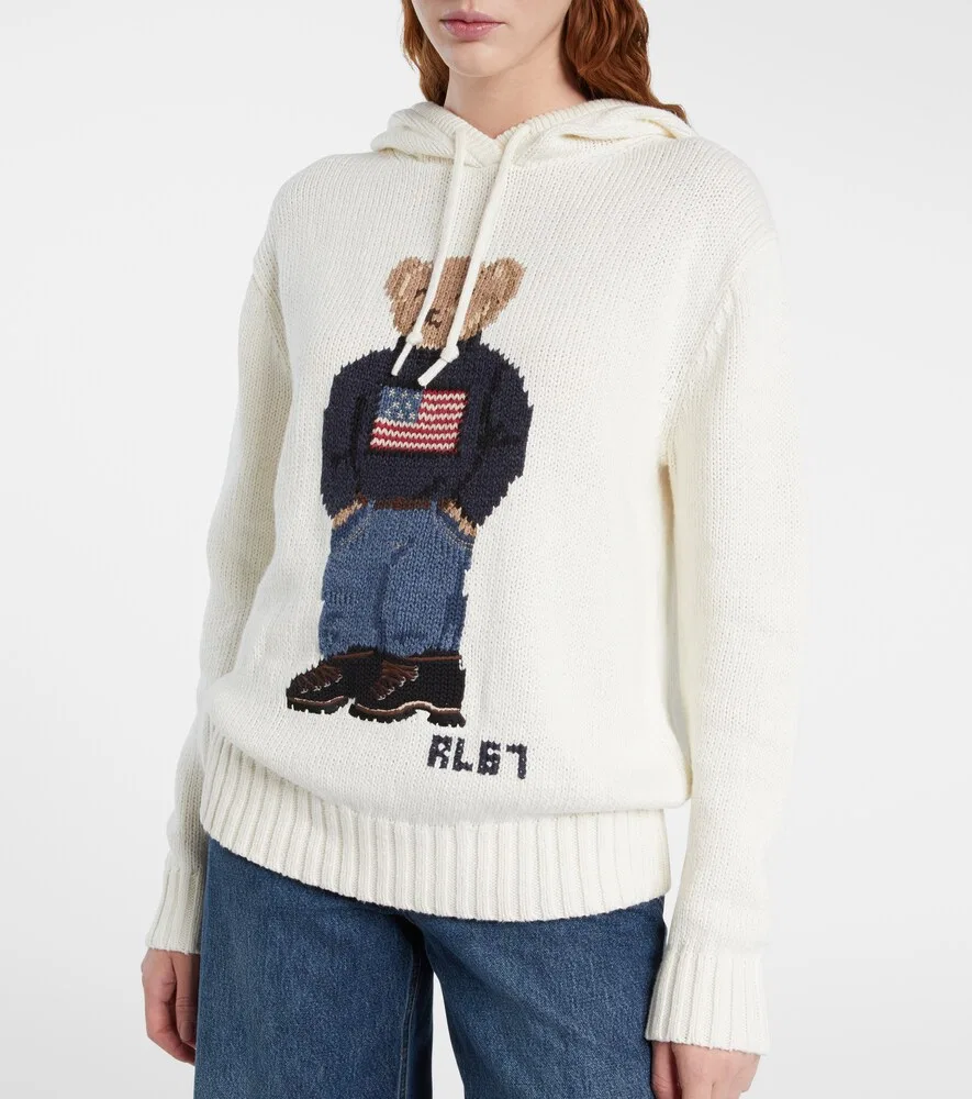Худи Polo Bear из хлопка и льна Polo Ralph Lauren, белый — фото 3