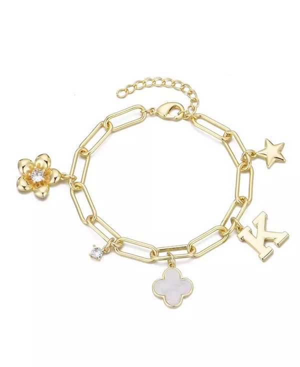 

Золотой браслет с инициалами и массивными подвесками Adornia, gold-k