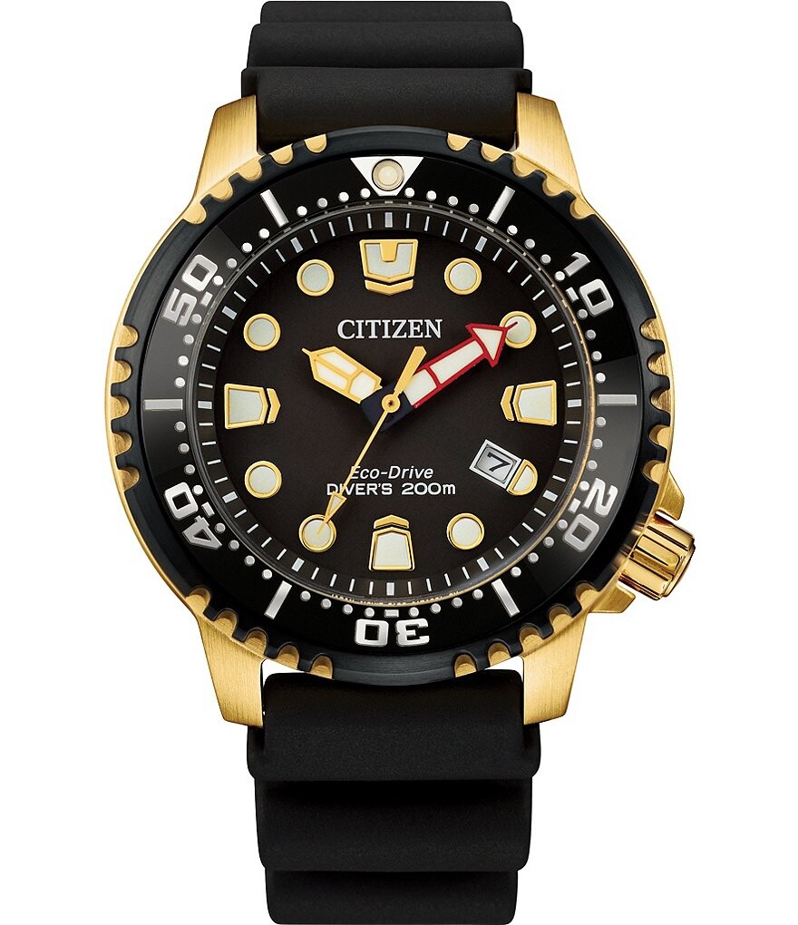 

Мужские часы Citizen Promaster Dive с тремя стрелками и черным циферблатом с ремешком