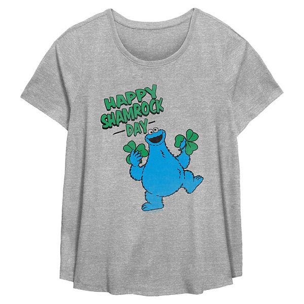 

Футболка Plus size Sesame Street Cookie Monster Happy Shamrock Day Pbs Kids