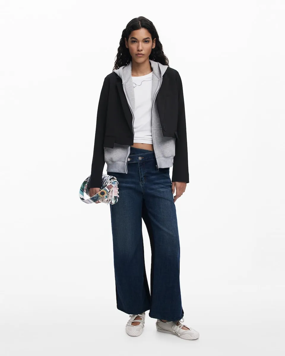

Женский комбинированный трикотажный пиджак Desigual, черный