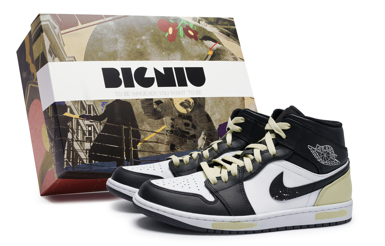 

Кроссовки Air Jordan 1 Vintage Basketball Shoes Women's Mid-top Beige, желтый