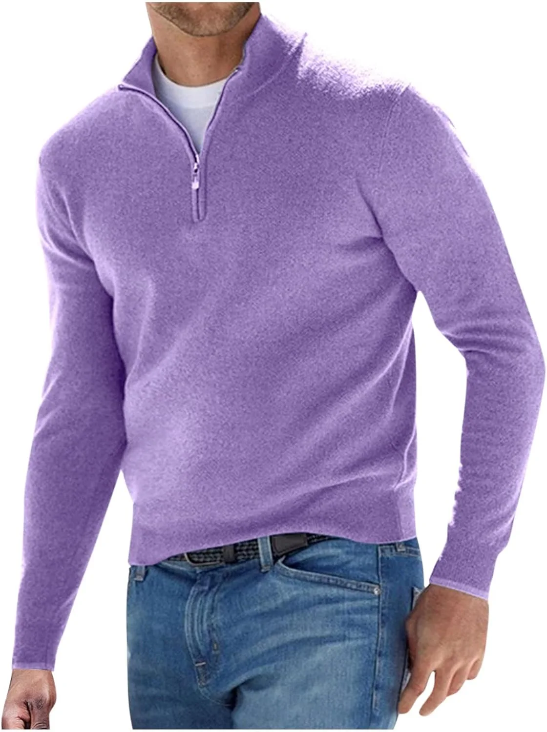 

Мужская толстовка с четвертью молнии Premium Cashmere, длинный рукав, легкая, воротник-стойка