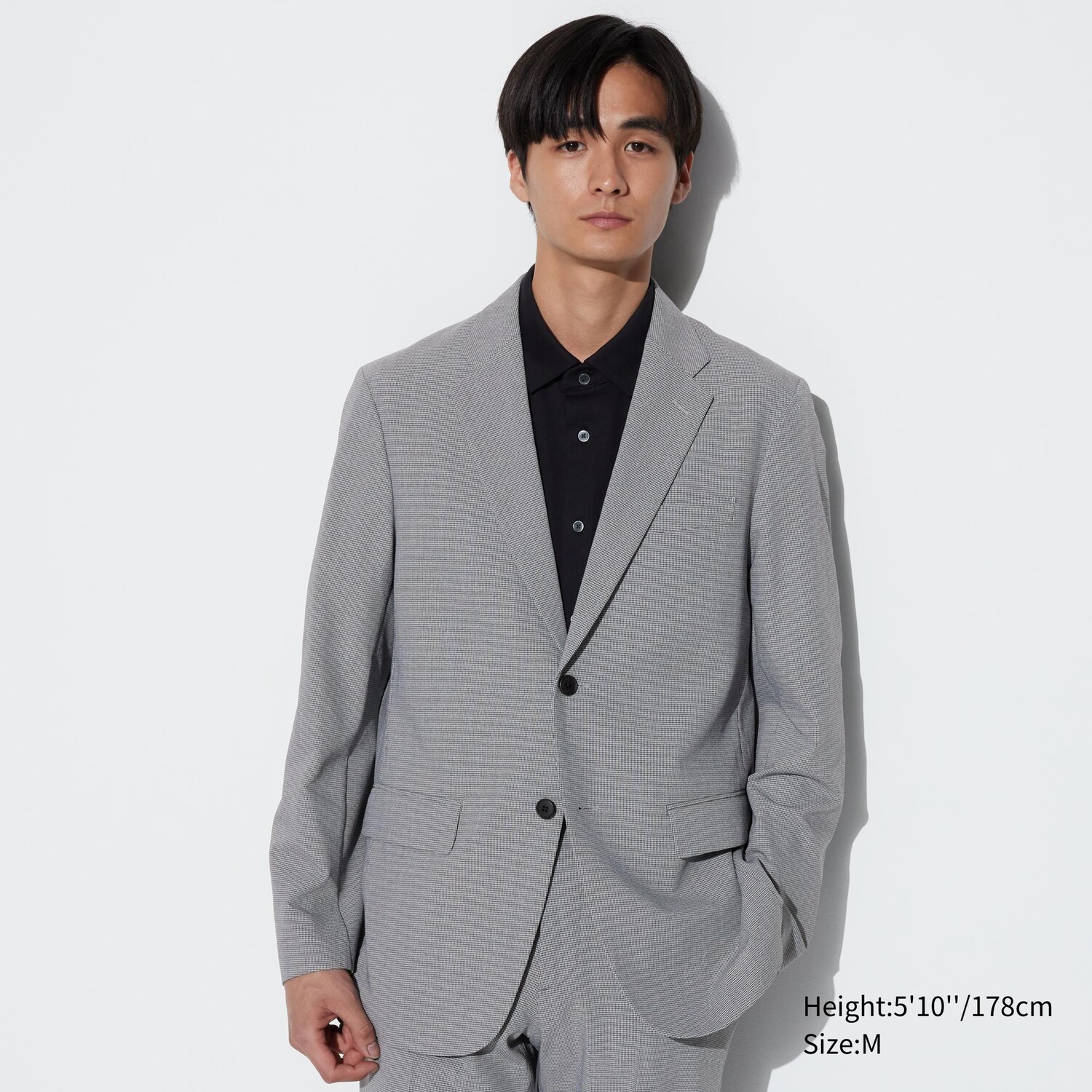 

Блейзер в шерстяную клетку AirSense UNIQLO, серый