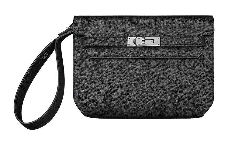 

HERMES Кожаный клатч Kelly Depeches унисекс черный