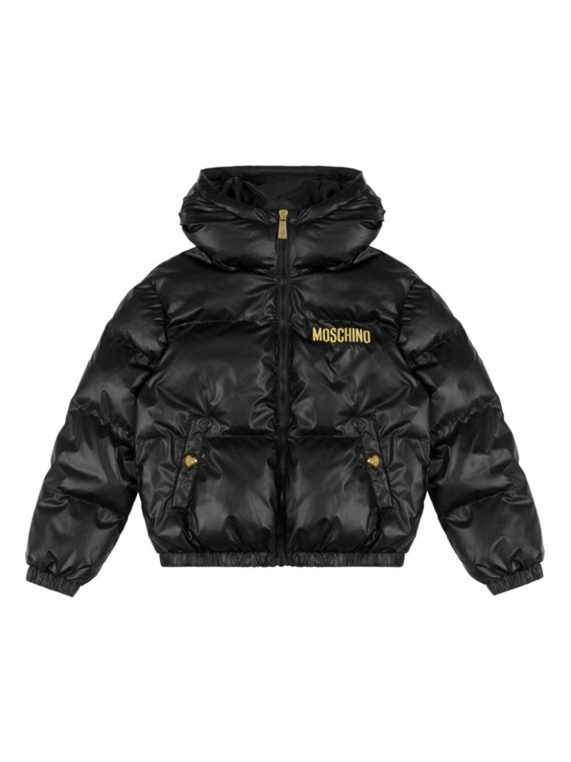 

Moschino Kids пуховик с вышитым логотипом, черный