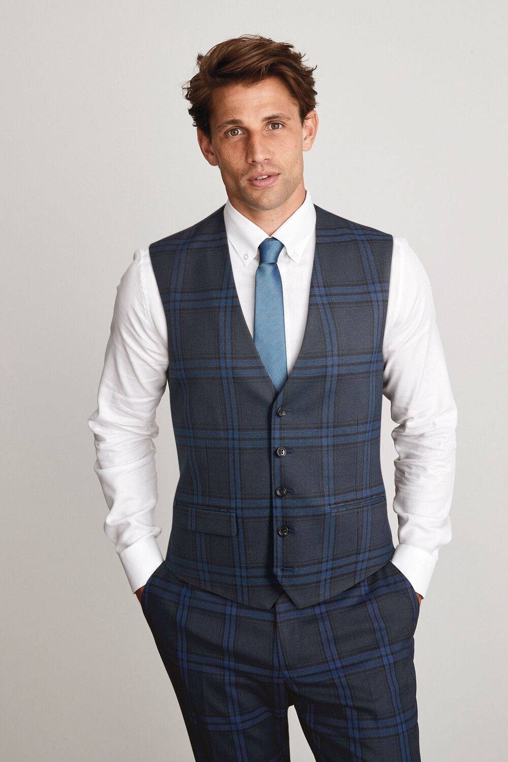 

Клетчатый костюм с жилетом Next, синий