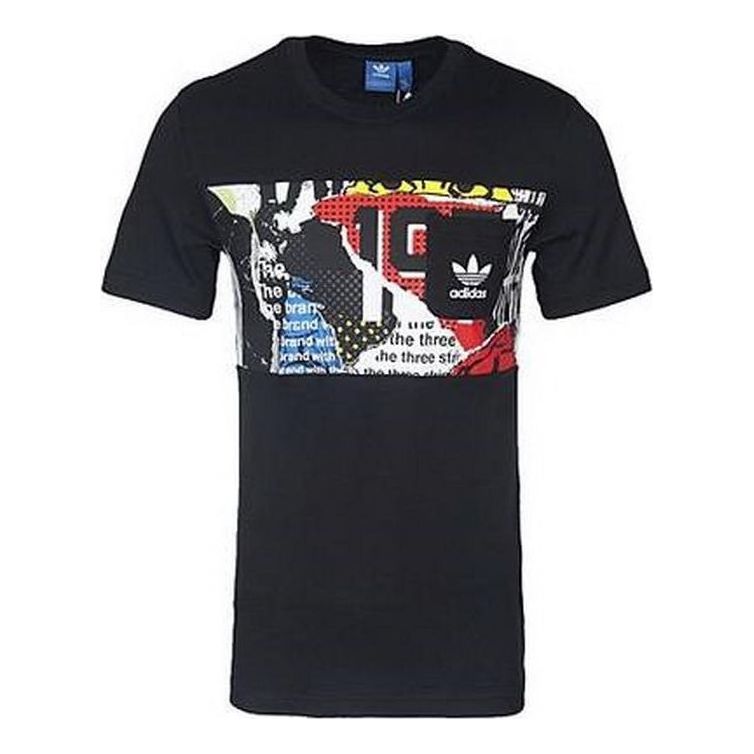 

Футболка Men's adidas originals Design Alphabet Printing Round Neck Pullover Short Sleeve Black T-Shirt BQ3032