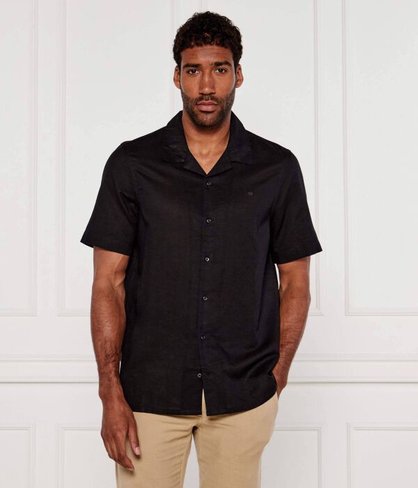 

Льняная рубашка Regular fit Calvin Klein, черный