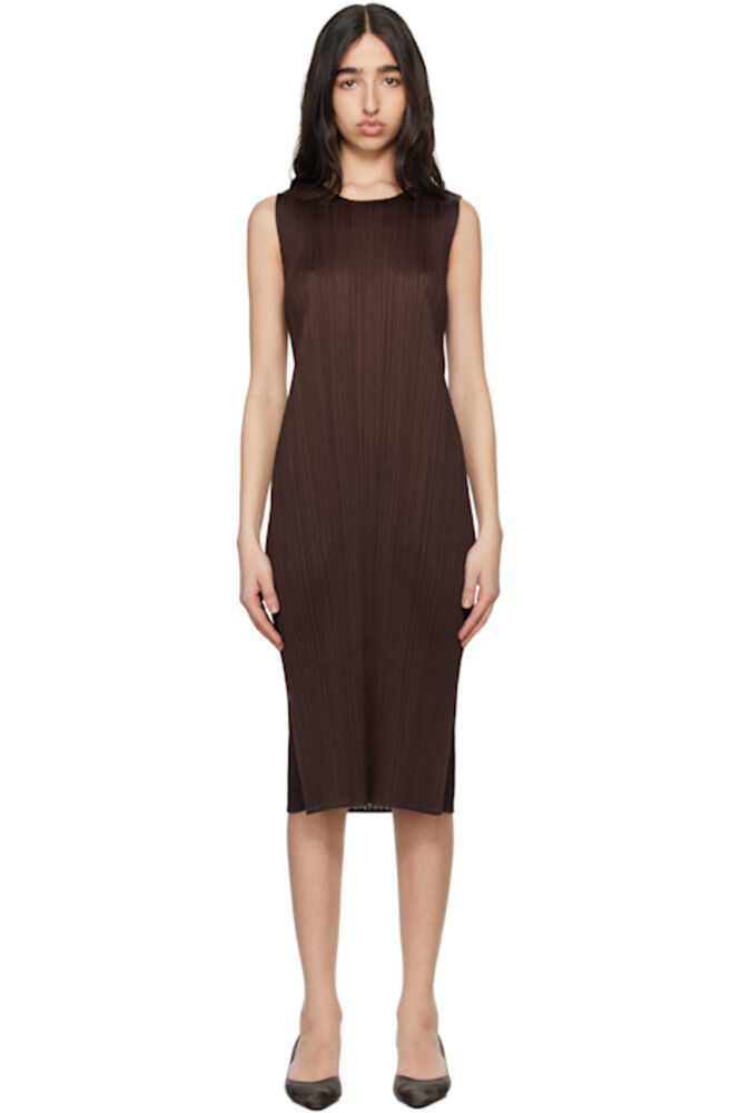 

Коричневое платье-миди Monthly Colors March PLEATS PLEASE ISSEY MIYAKE
