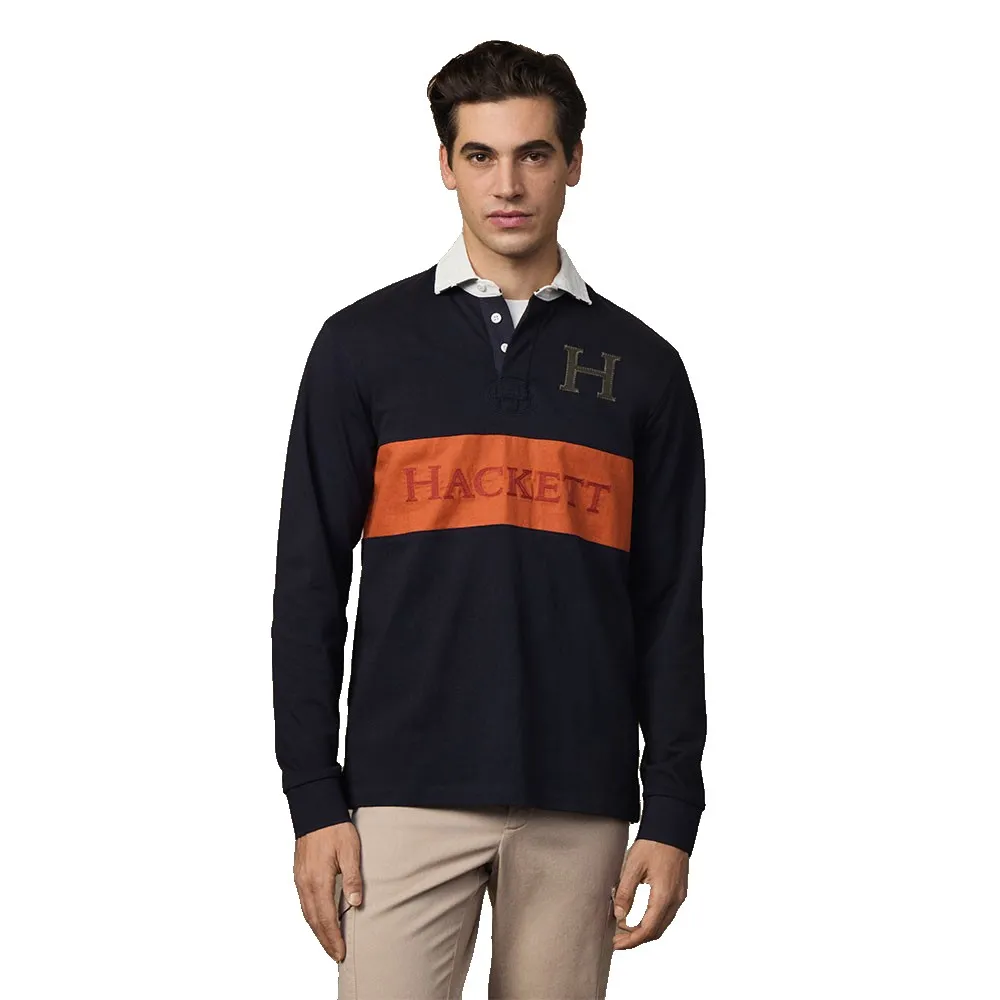 

Поло с длинным рукавом Hackett Heritage Rally, синий