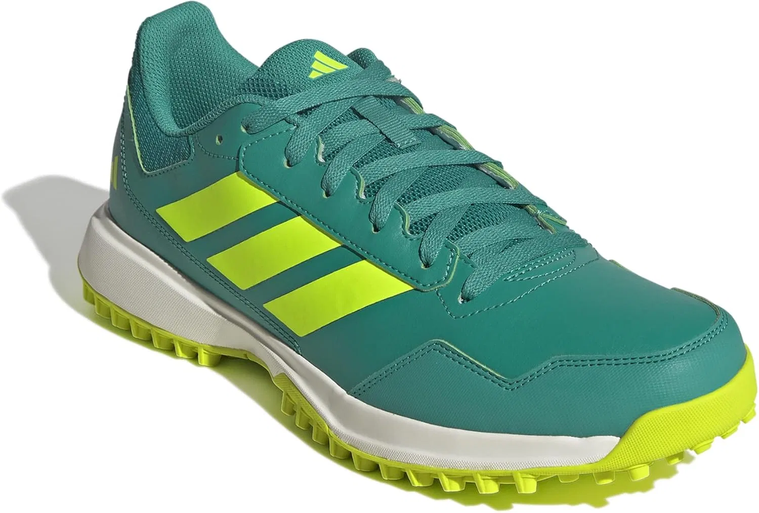 Хоккейные кроссовки Adidas Hockeystar Unisex для игры в хоккей на траве, Pure Teal Lucid Lemon Off White — фото 3