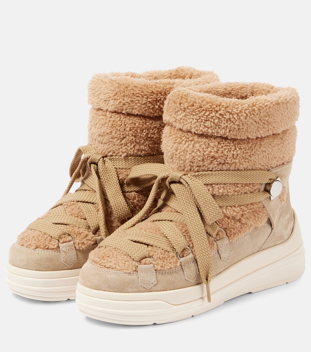Insolux замшевые и искусственно-меховые зимние ботинки Moncler, коричневый — фото 4