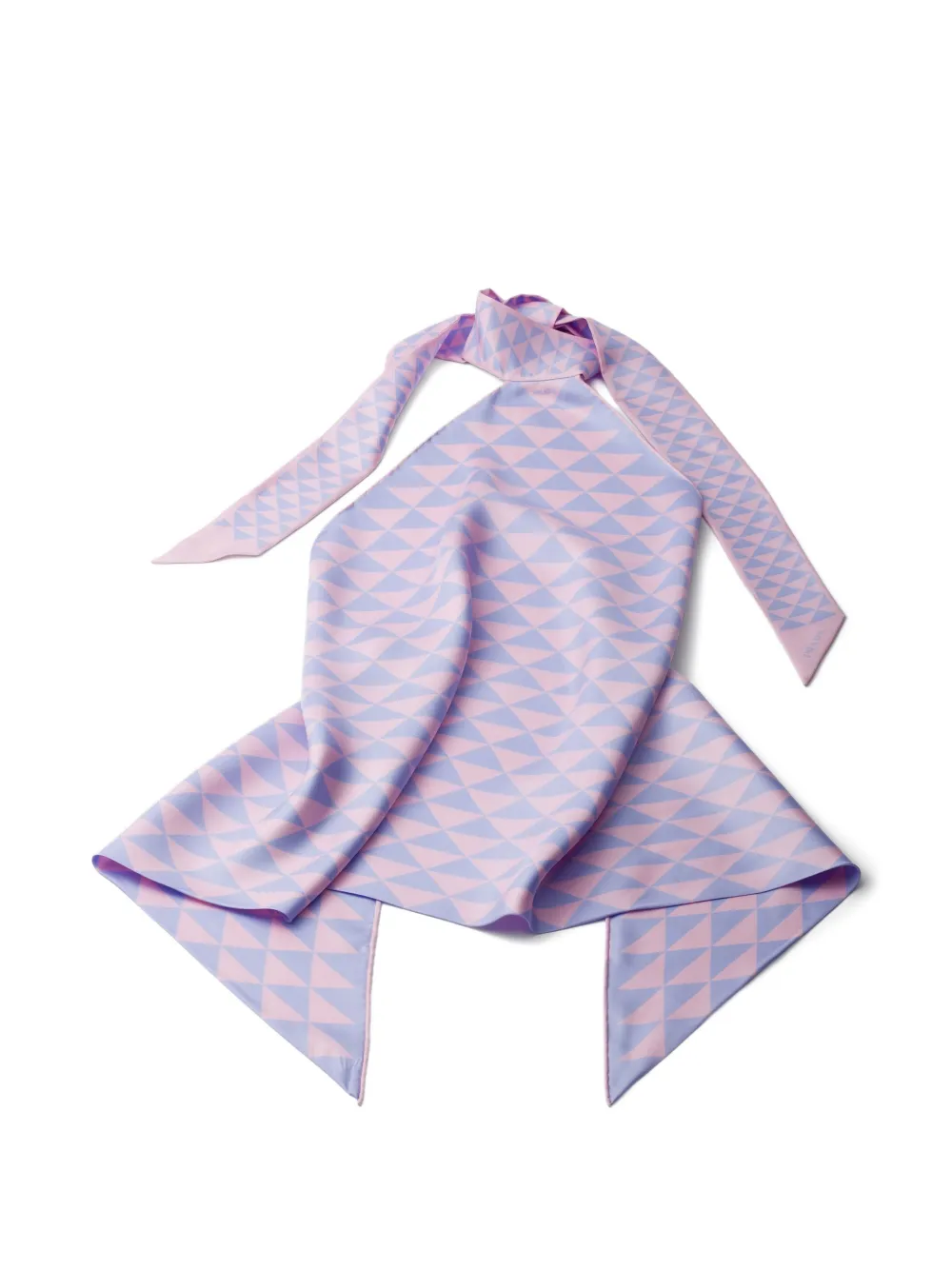 

Топ-бандо на шее из шелкового твила с принтом Prada, розовый