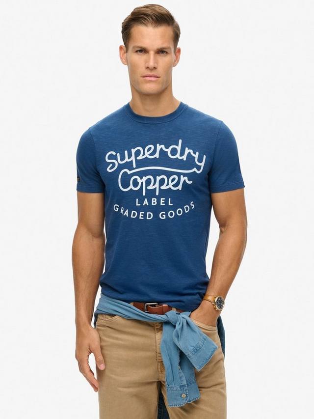 

Футболка с надписью copper label script Superdry, цвет Pilot Mid Blue Slub