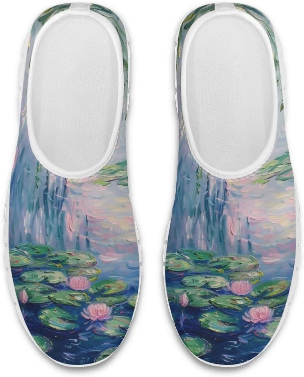 

Кроссовки-лоферы chaqlin для женщин и мужчин, с круглым носком, противоскользящие, для бега по дороге, низкие, с сеткой, дышащие, Clipper, Lotus Leaf Flower