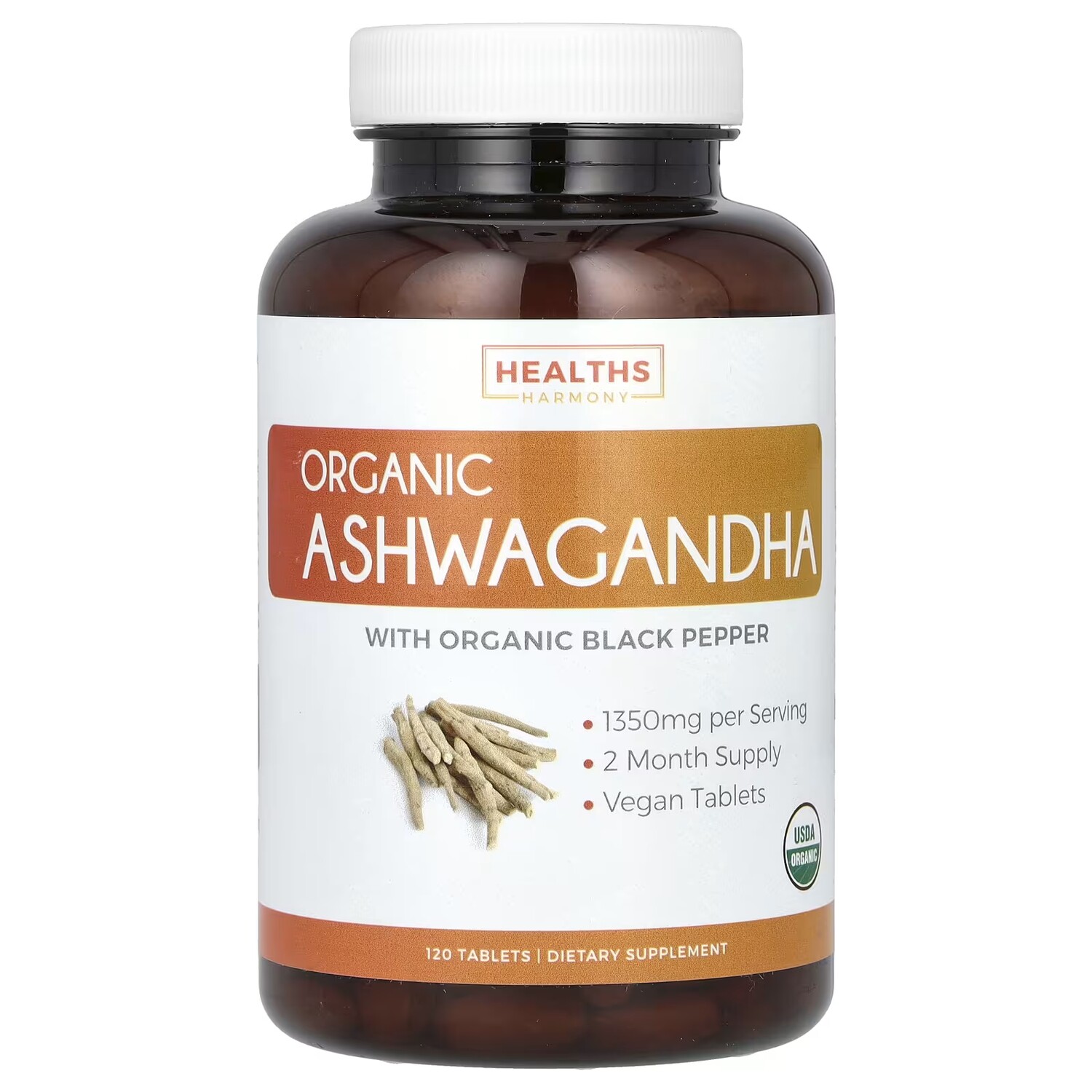 

Добавка Healths Harmony Organic Ashwagandha 1350 мг, 120 таблеток