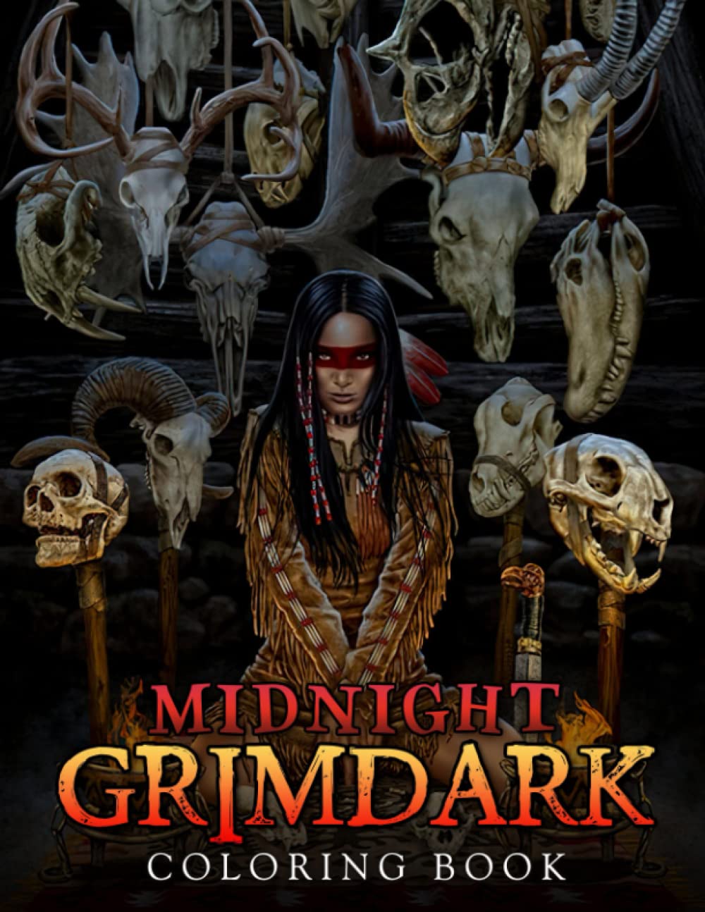 

Midnight Grimdark Coloring Book: Mystery Grimdark Coloring Pages With Incredible Designs On Black Background For Teenagers To Have Fun (Independently published)